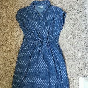 Soft chambray polka dot dress